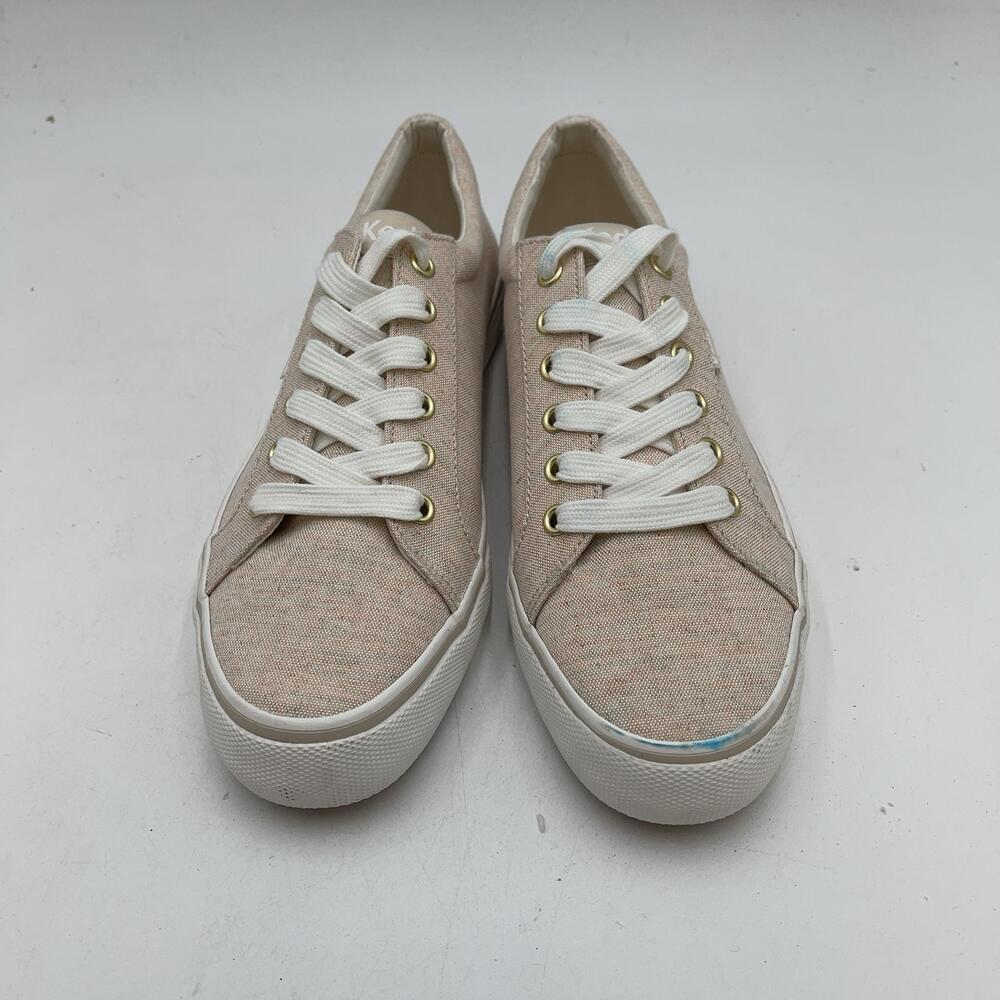 Keds Shoes Womens Size 9.5 Beige Canvas Low Top Lace Up Sneakers KWJKICK3A
